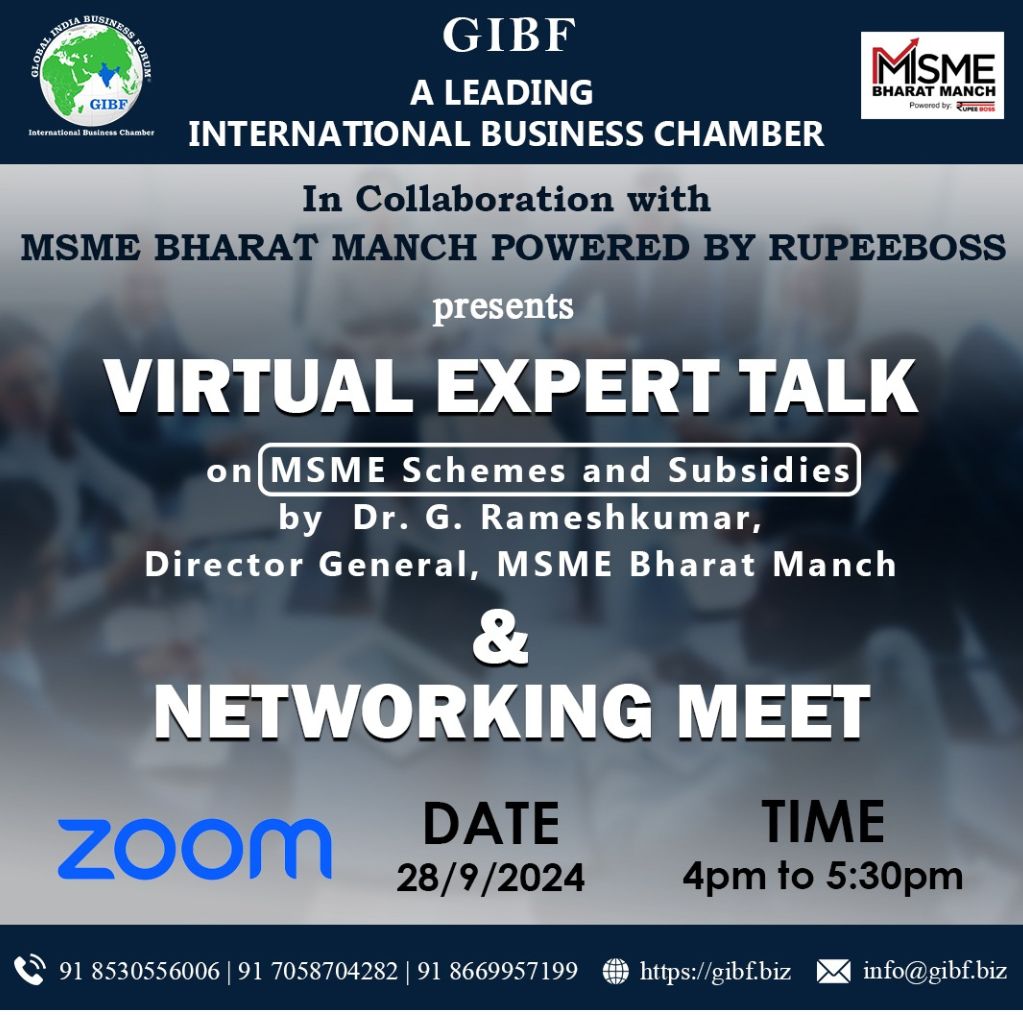 Virtual Expert talk on MSME Schemes and Subsidies along with Networking Meet