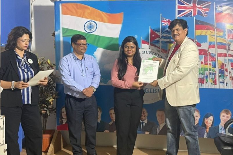 GIBF team honoring IBS College interns during certification program