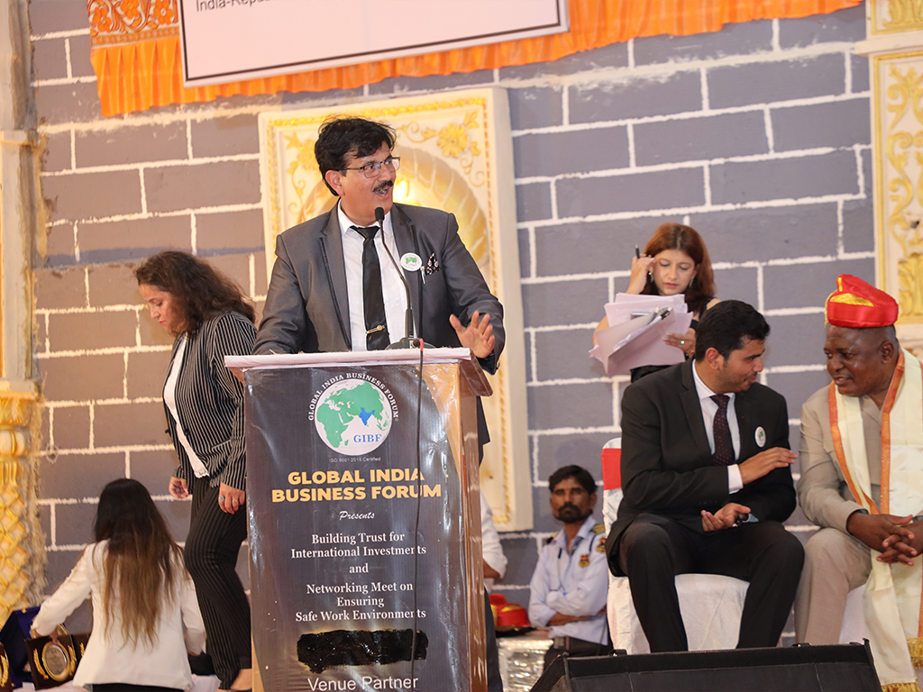 H.E. Demeke Atnafu Ambulo addressing guests during GIBF website launch