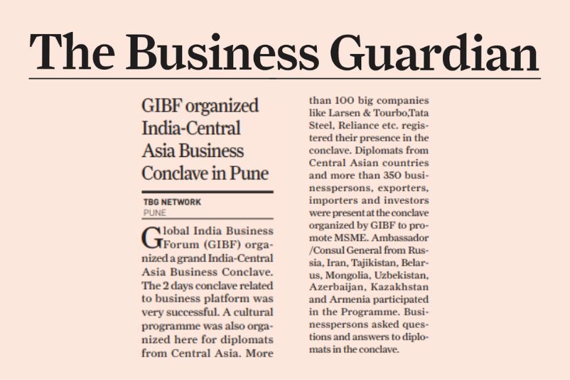 GIBF Print Media - India Central Asia Business Conclave, The Business Guardian